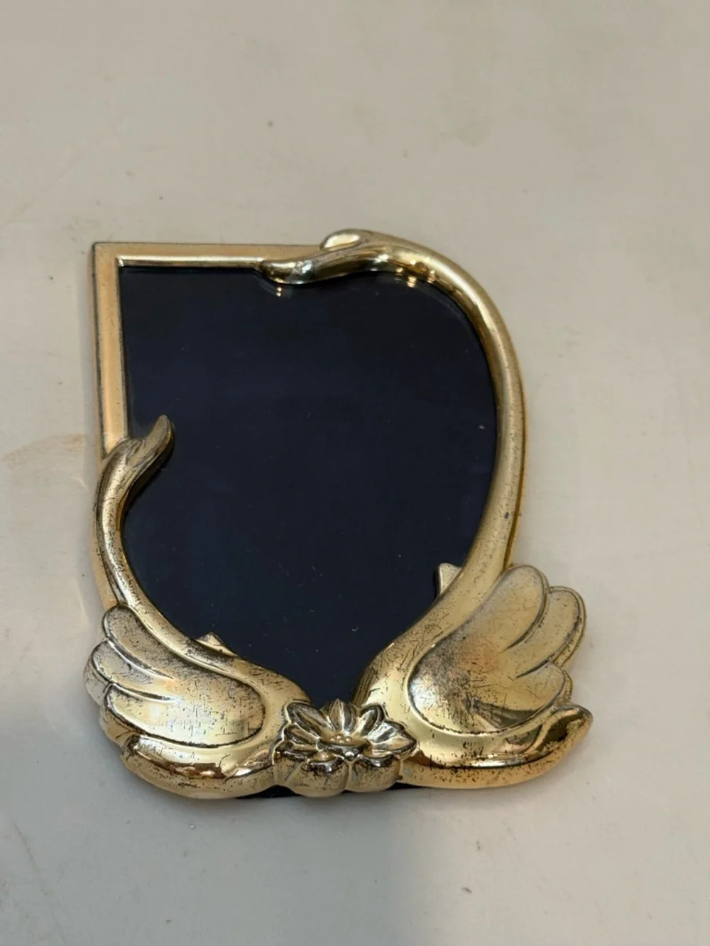 Vintage ornate Swans silver plated freestanding photo‎ picture frame  4x6